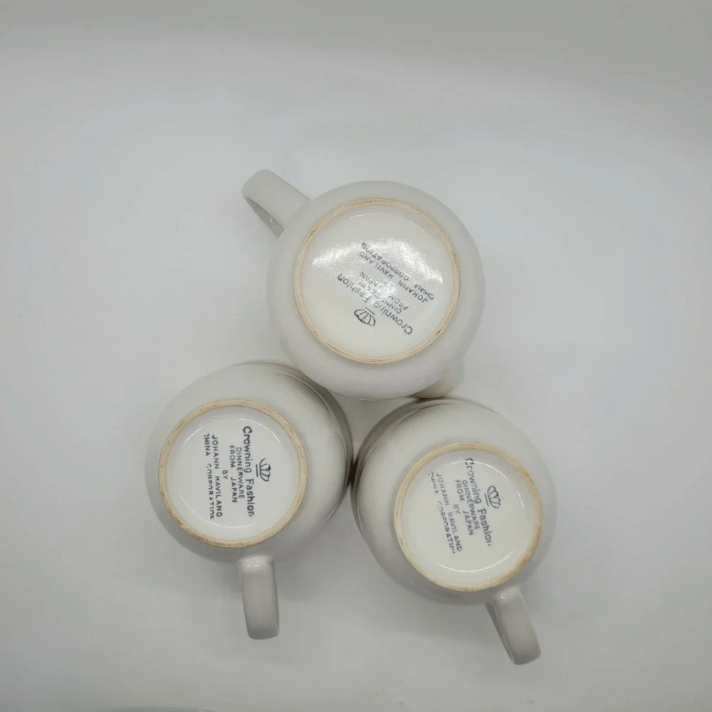 Johann Haviland Crowning Fashion China Creamer and 2 Mugs Set Tan Band Japan